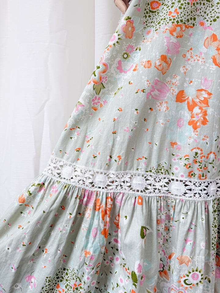 Divine Rare 70s Peter Robinson Floral Cotton Maxi Dress