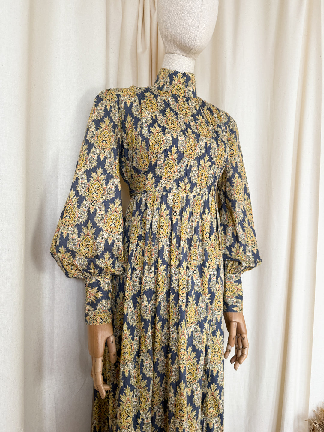 Incredible Precious Rare Bluestocking Liberty Cotton 1970s Maxi dress