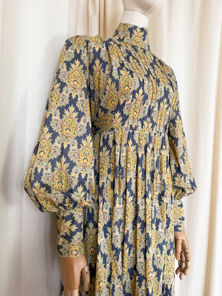 Incredible Precious Rare Bluestocking Liberty Cotton 1970s Maxi dress