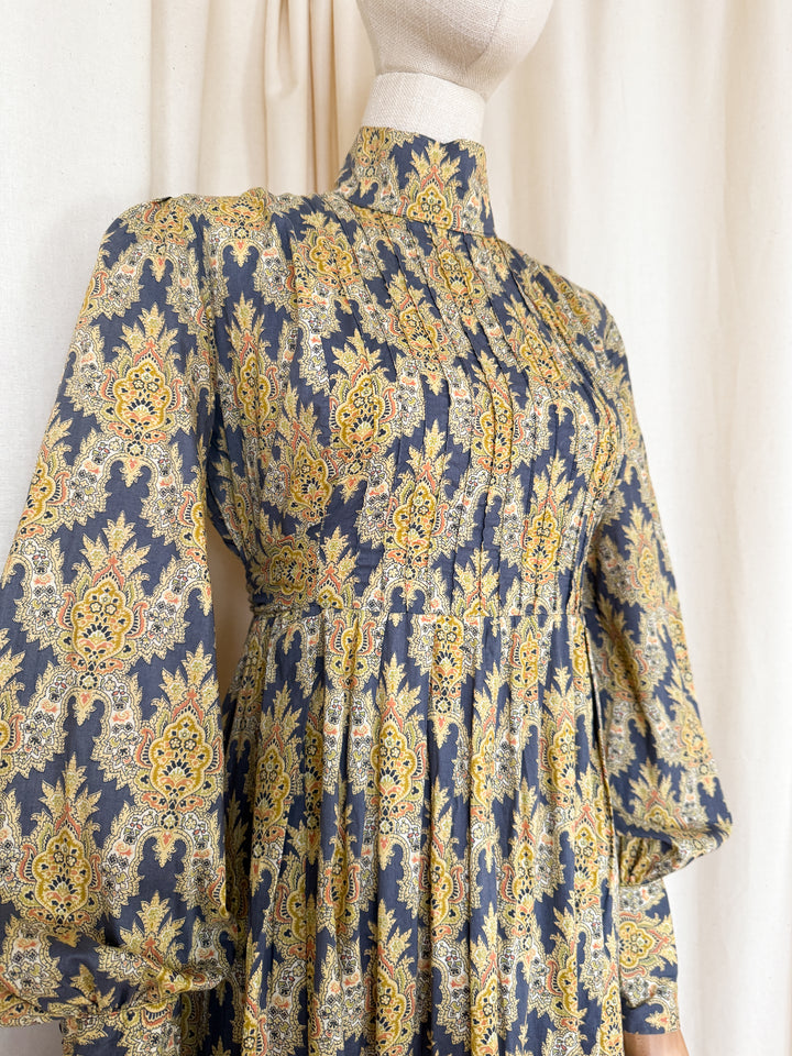 Incredible Precious Rare Bluestocking Liberty Cotton 1970s Maxi dress