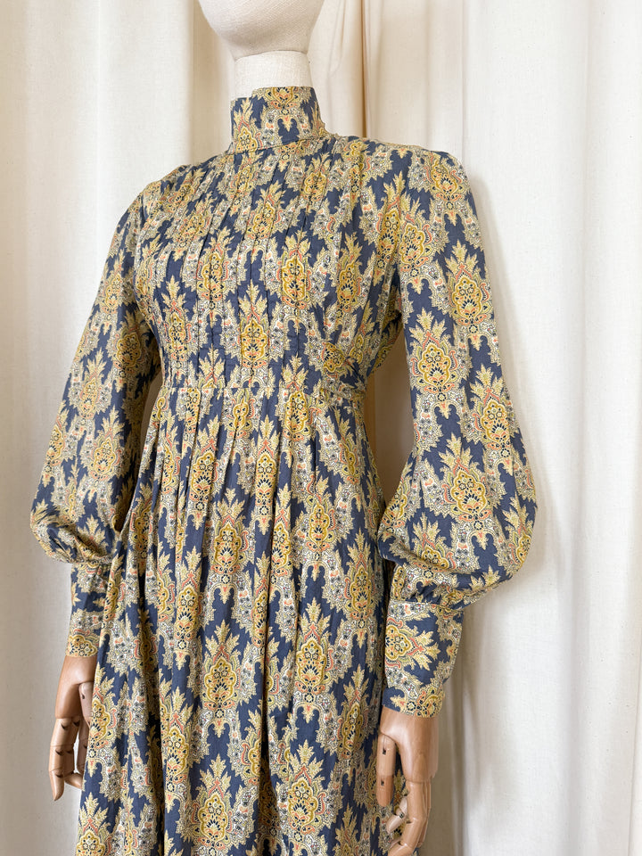 Incredible Precious Rare Bluestocking Liberty Cotton 1970s Maxi dress