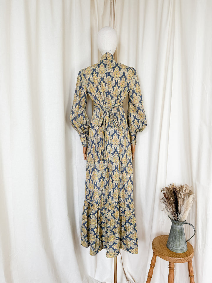 Incredible Precious Rare Bluestocking Liberty Cotton 1970s Maxi dress