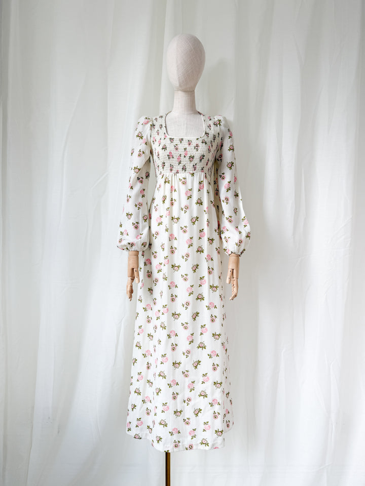 Dreamy Precious Rare 70s Topshop Shirred Cotton Maxi Dress