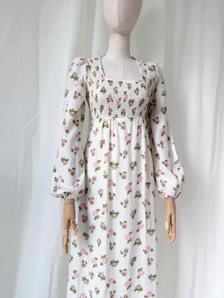 Dreamy Precious Rare 70s Topshop Shirred Cotton Maxi Dress