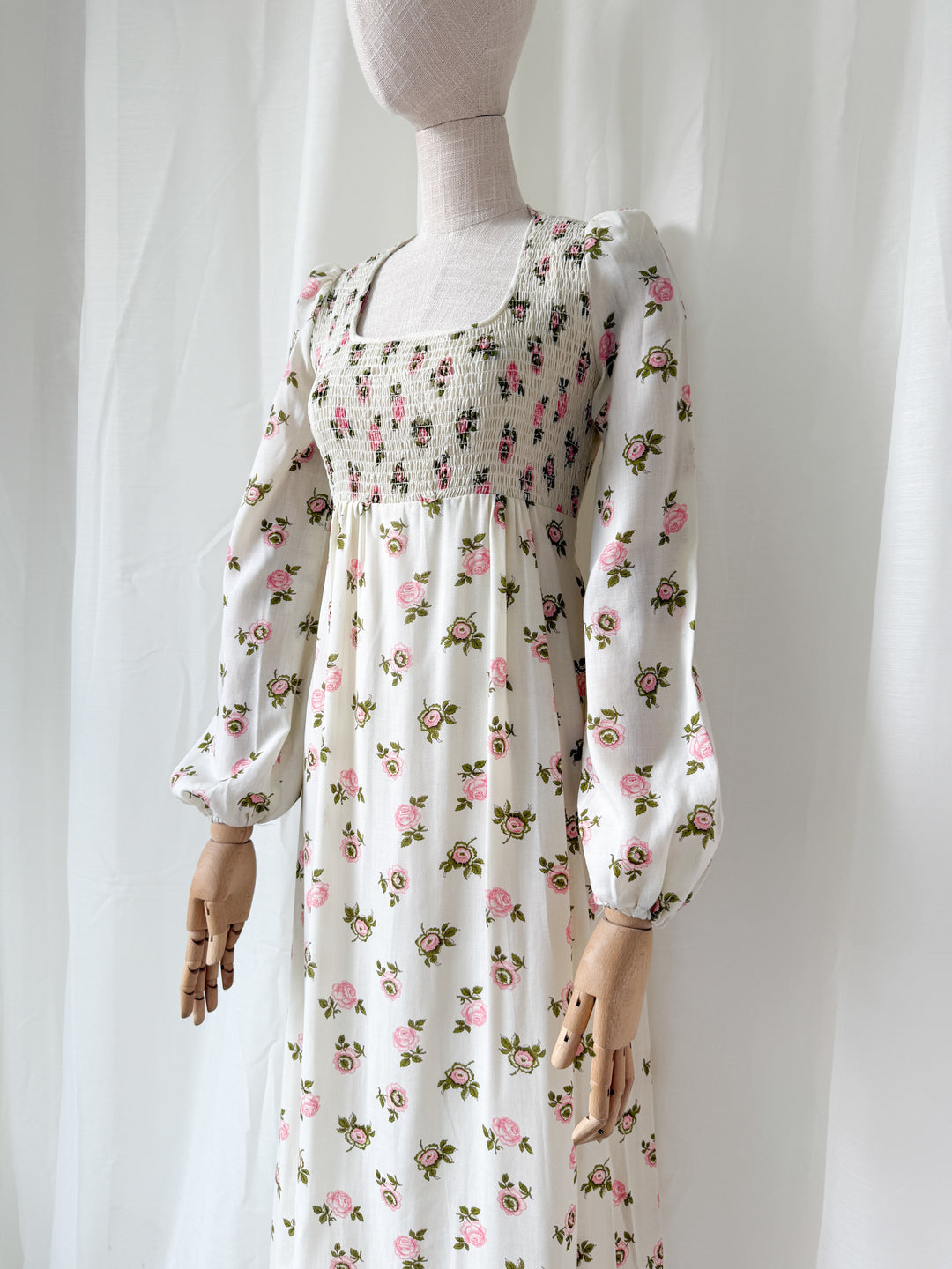 Dreamy Precious Rare 70s Topshop Shirred Cotton Maxi Dress