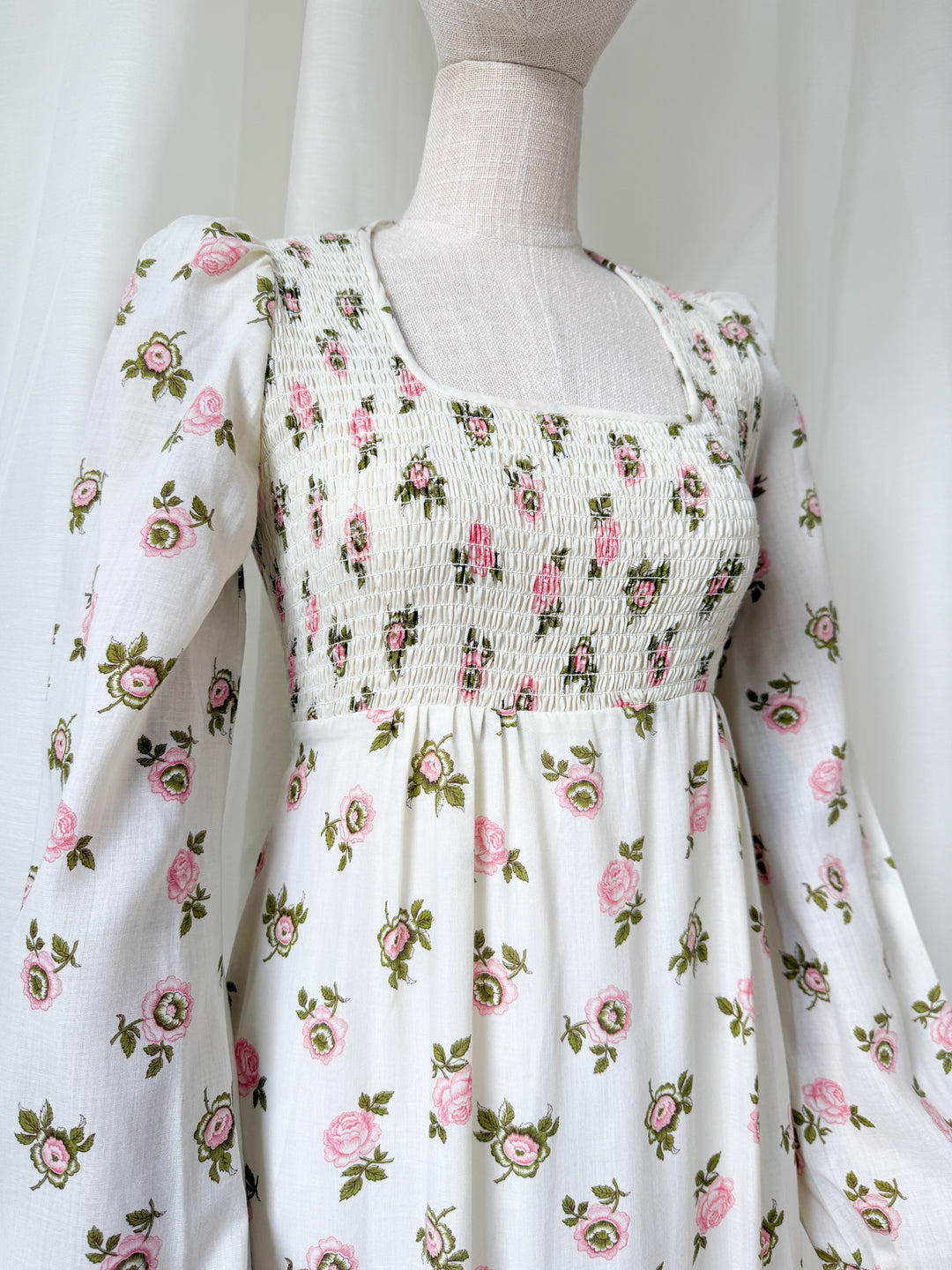 Dreamy Precious Rare 70s Topshop Shirred Cotton Maxi Dress