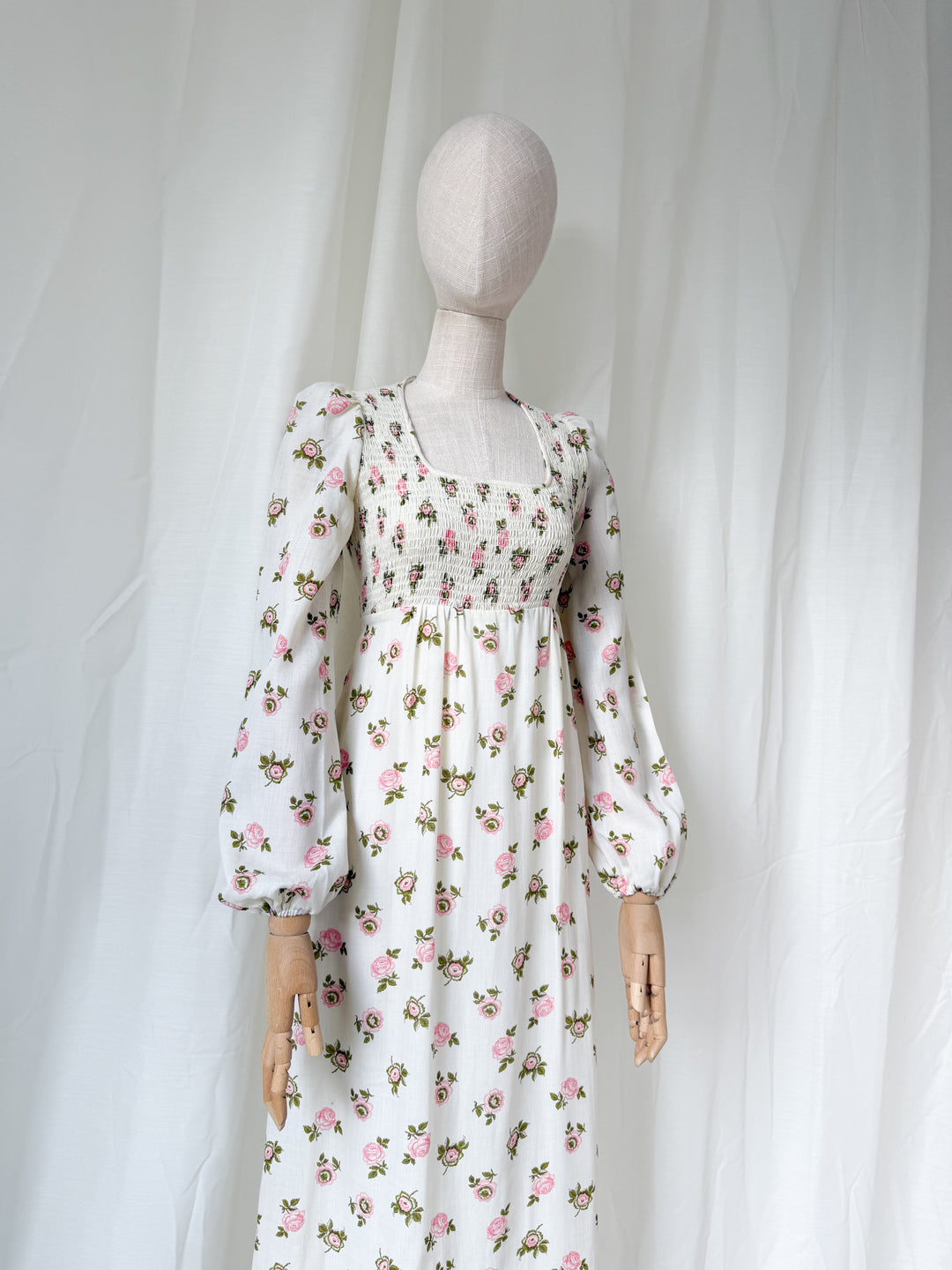 Dreamy Precious Rare 70s Topshop Shirred Cotton Maxi Dress