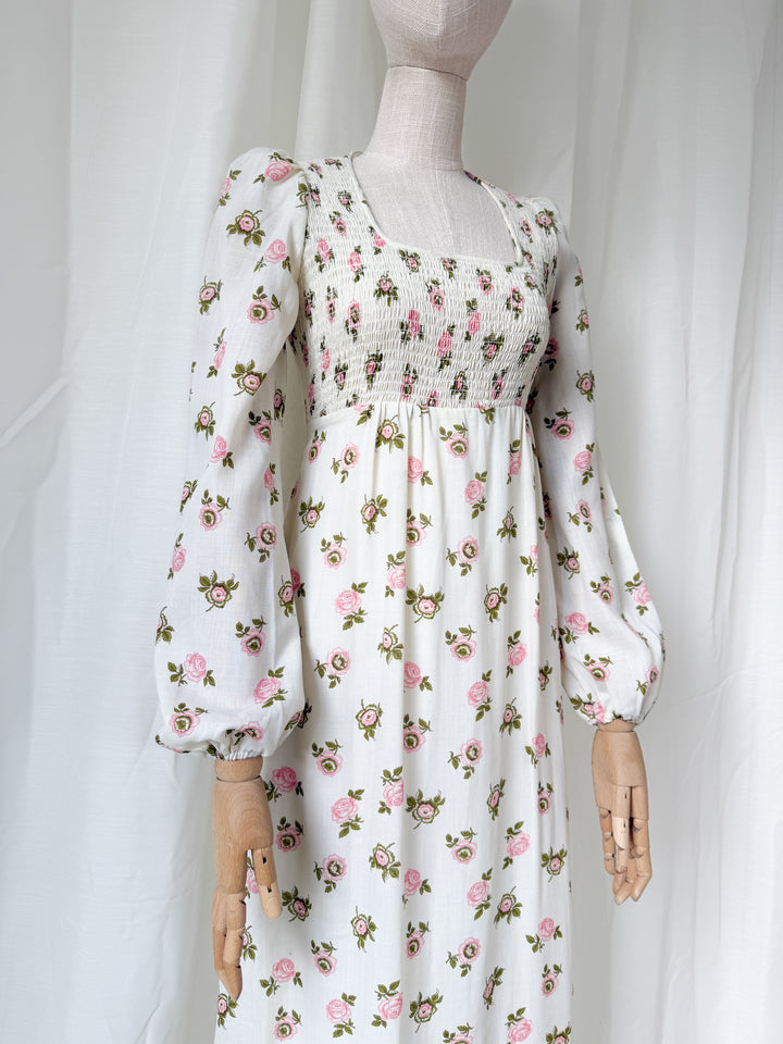 Dreamy Precious Rare 70s Topshop Shirred Cotton Maxi Dress