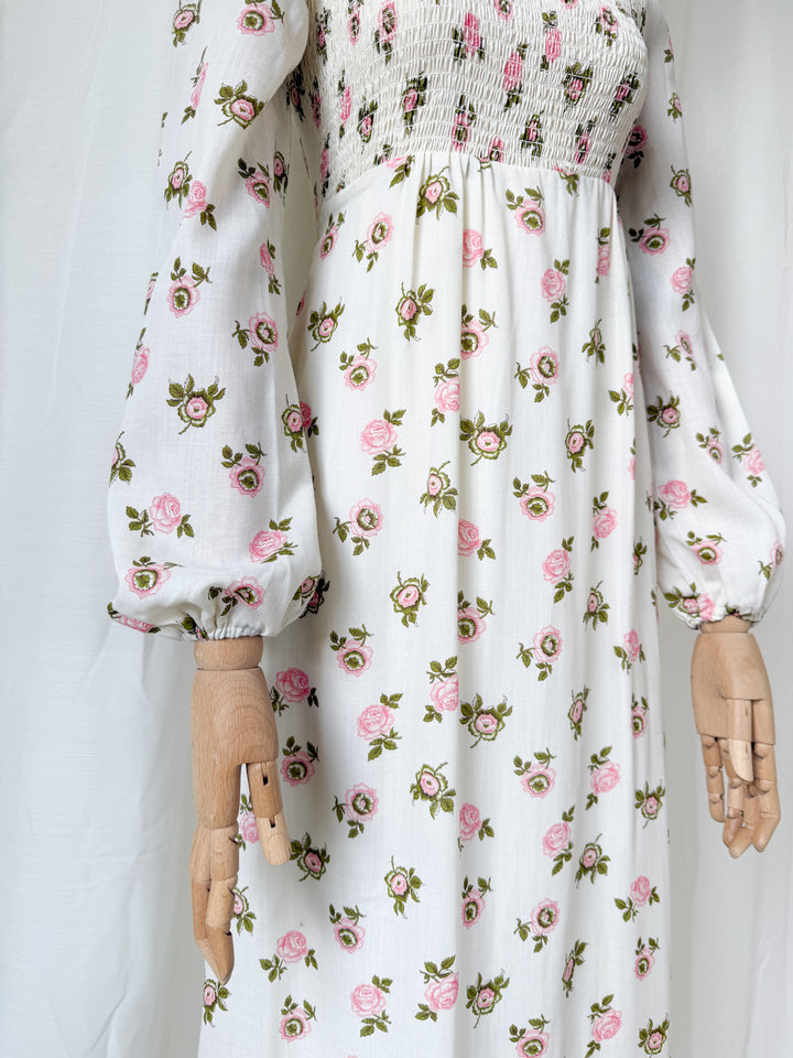 Dreamy Precious Rare 70s Topshop Shirred Cotton Maxi Dress