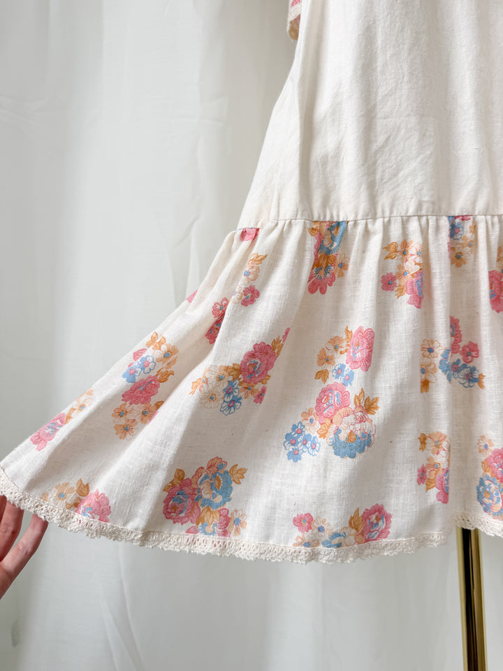 Holy Grail Precious 70s Monet London Raw Cotton Floral Bohemian Maxi Dress
