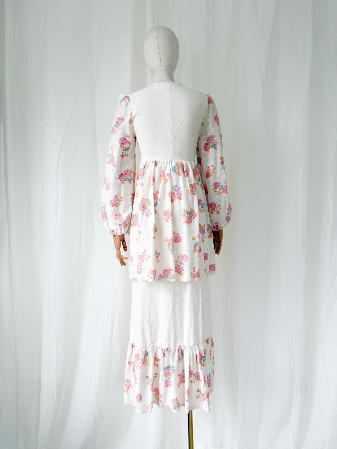 Holy Grail Precious 70s Monet London Raw Cotton Floral Bohemian Maxi Dress