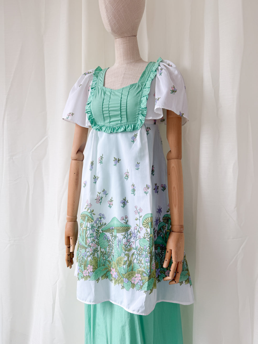 Stunning 70s Marion Donaldson Double Layered Skirt Cotton Maxi Dress
