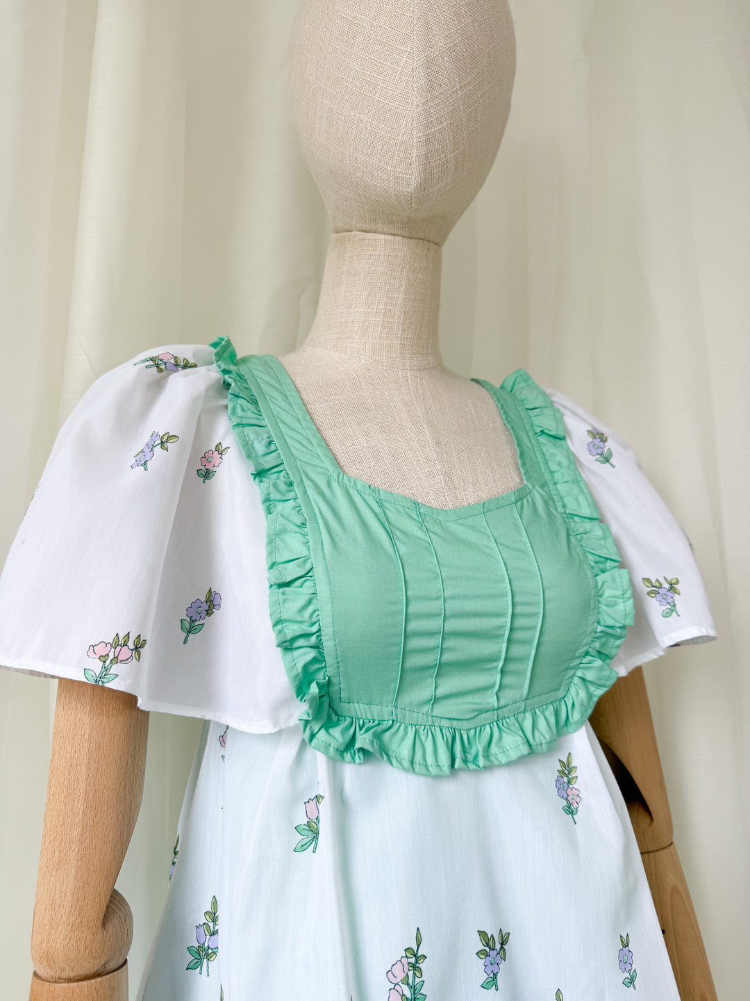 Stunning 70s Marion Donaldson Double Layered Skirt Cotton Maxi Dress