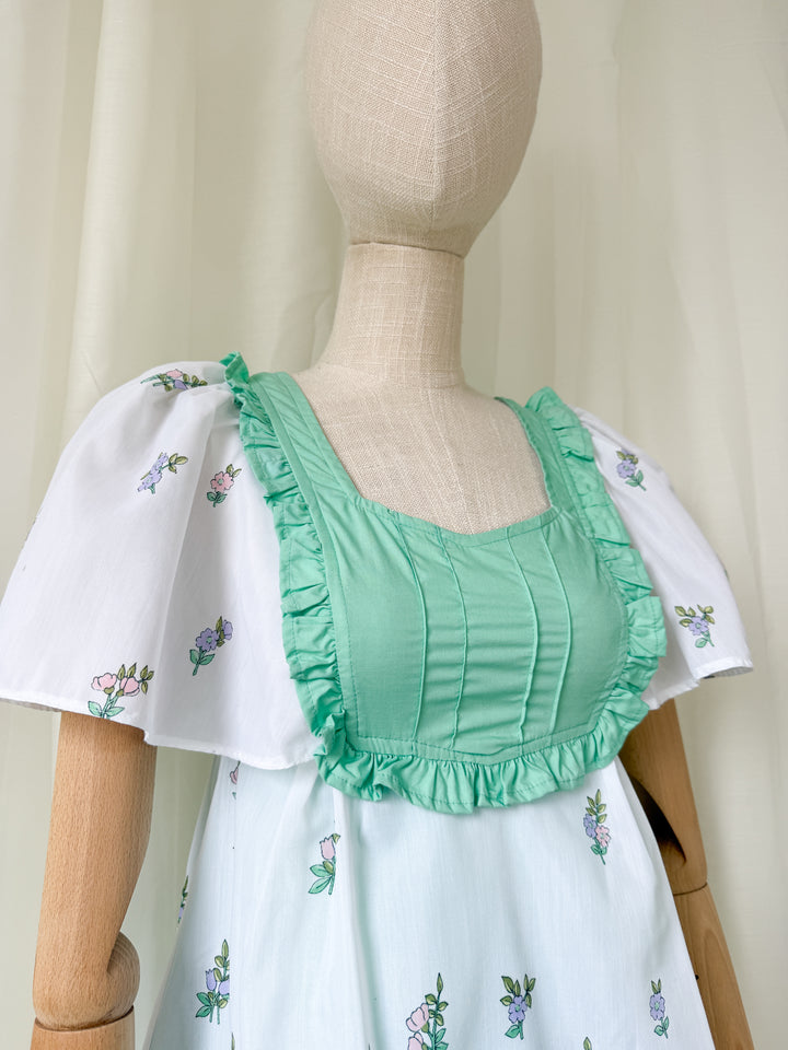 Stunning 70s Marion Donaldson Double Layered Skirt Cotton Maxi Dress