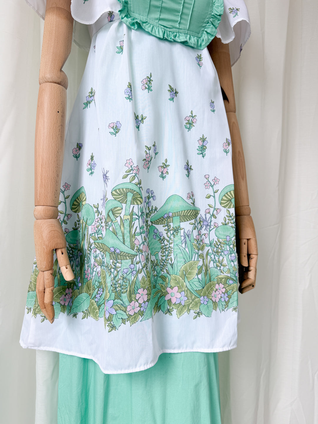 Stunning 70s Marion Donaldson Double Layered Skirt Cotton Maxi Dress