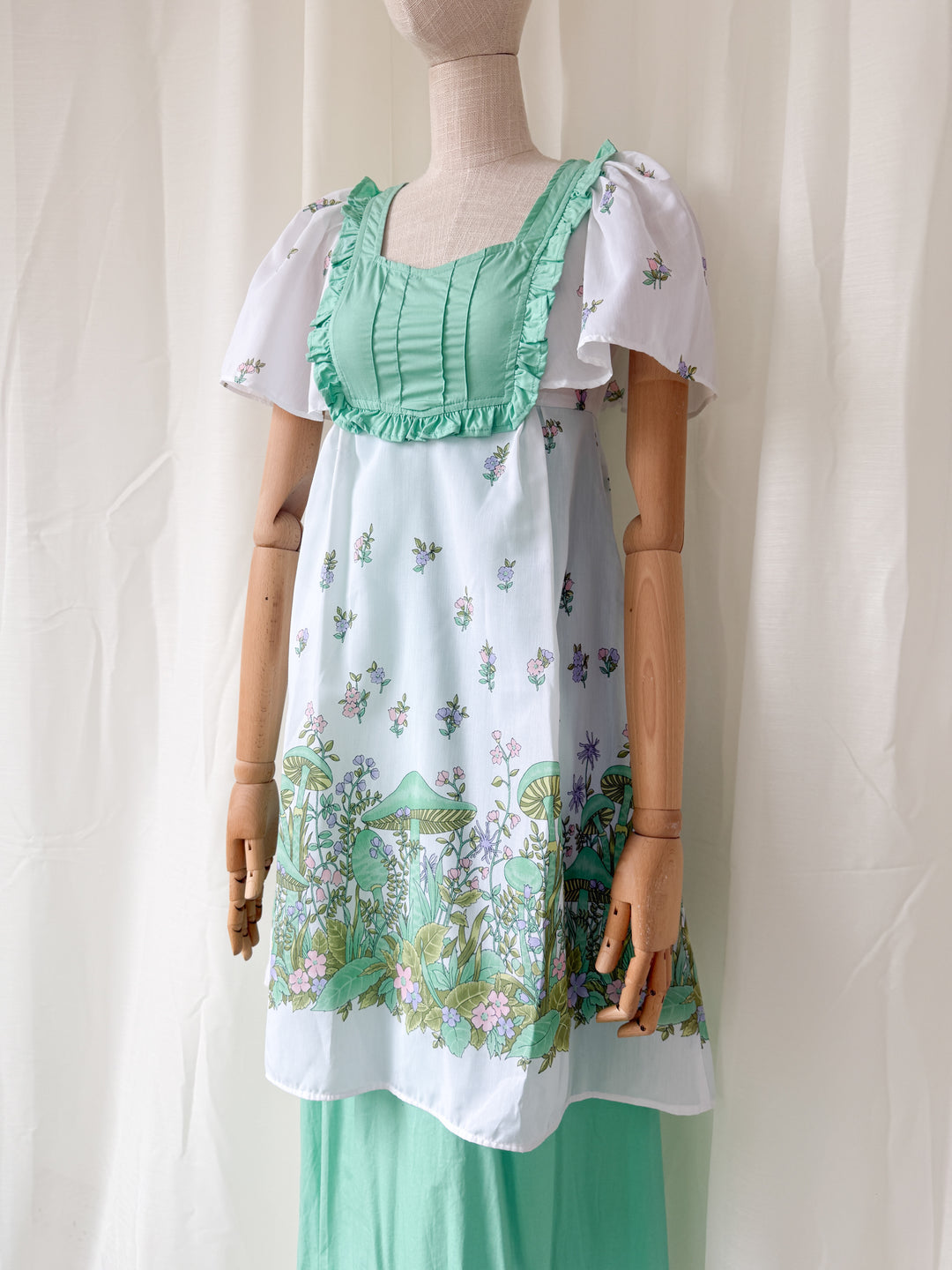 Stunning 70s Marion Donaldson Double Layered Skirt Cotton Maxi Dress