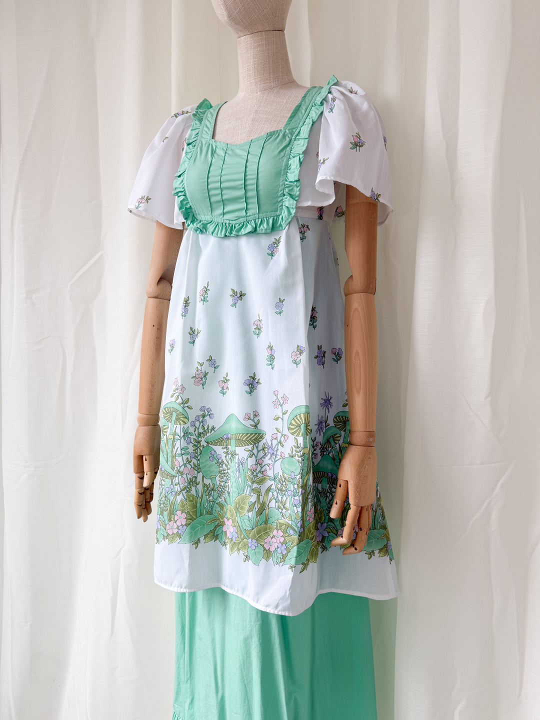 Stunning 70s Marion Donaldson Double Layered Skirt Cotton Maxi Dress