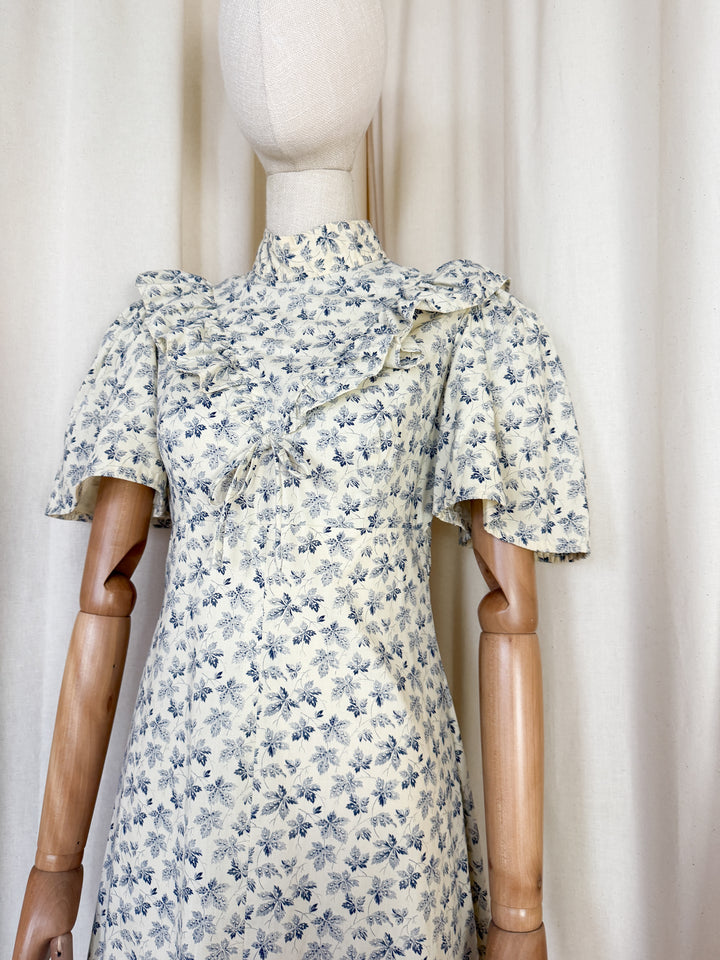 Beautiful 1970s Maple Leaf Cotton Maxi Dress