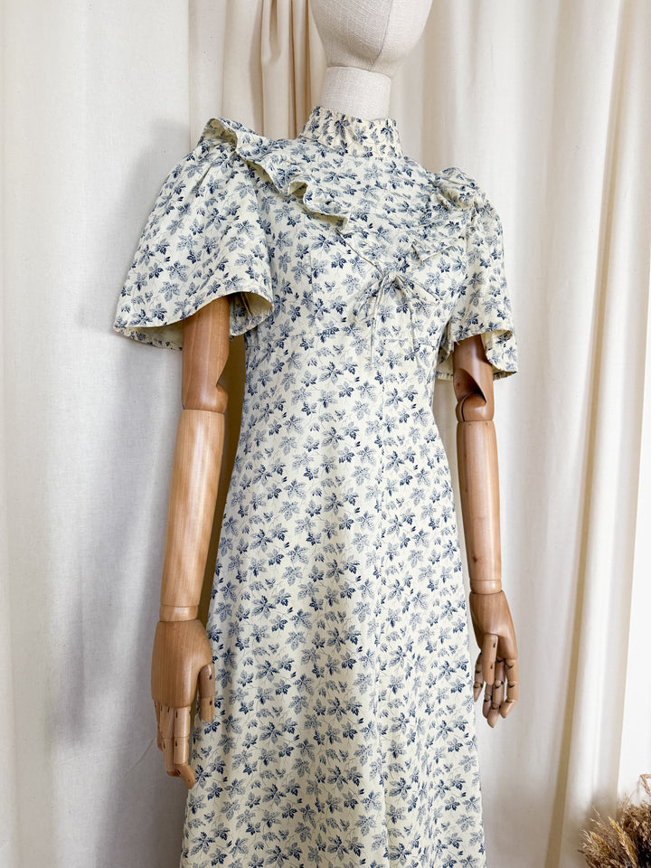 Beautiful 1970s Maple Leaf Cotton Maxi Dress