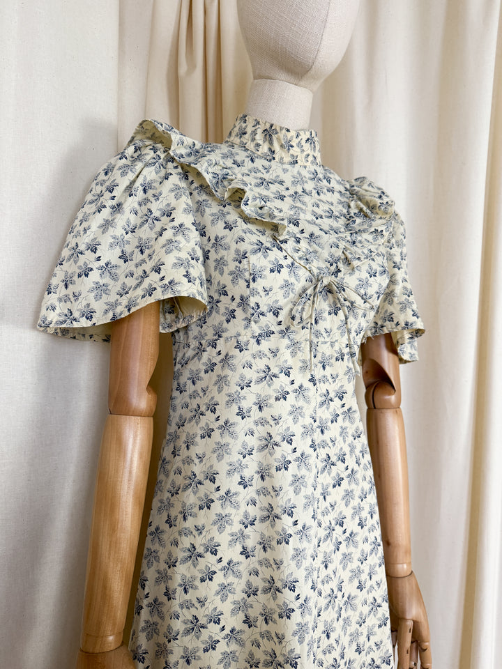 Beautiful 1970s Maple Leaf Cotton Maxi Dress