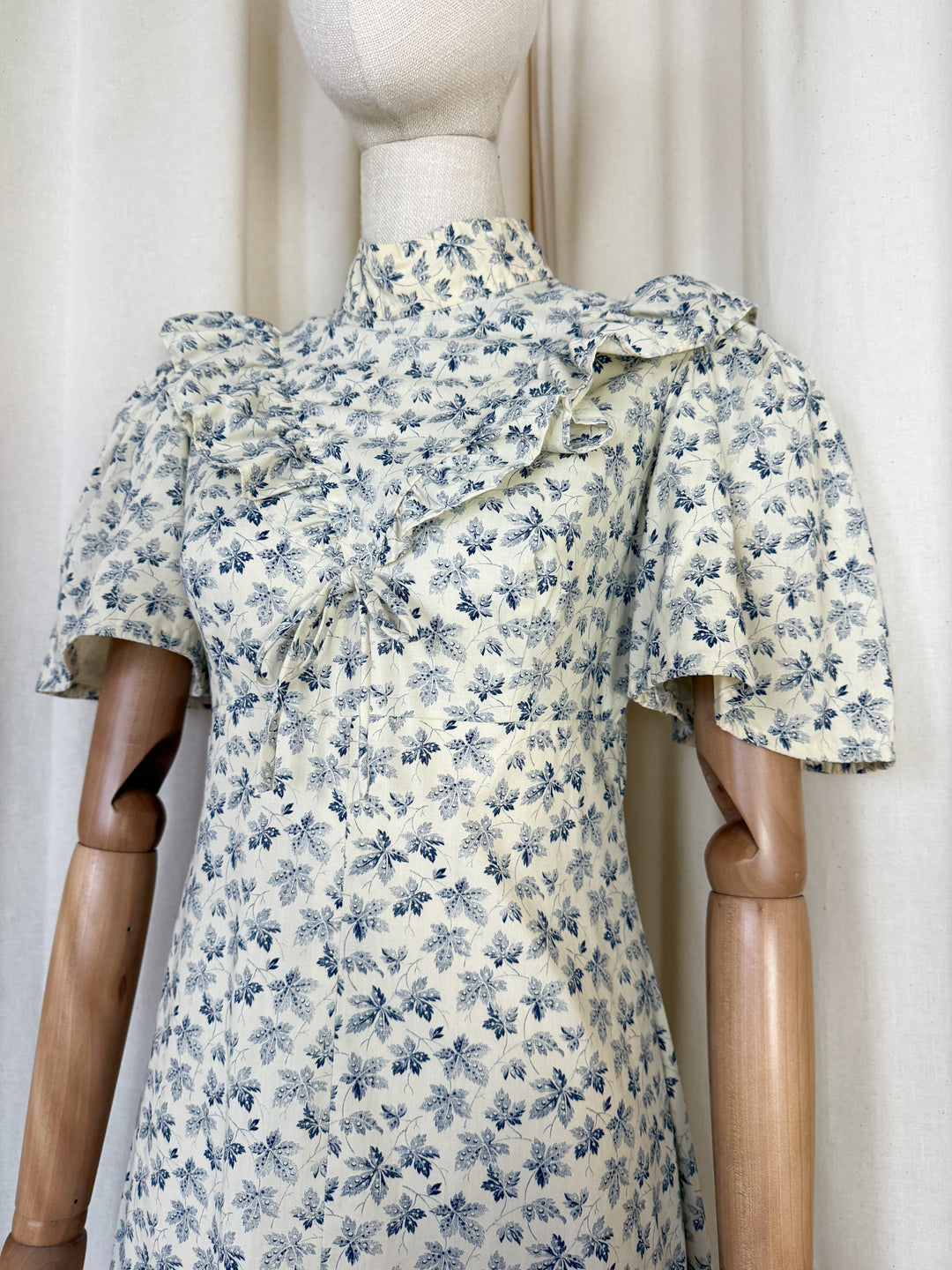 Beautiful 1970s Maple Leaf Cotton Maxi Dress