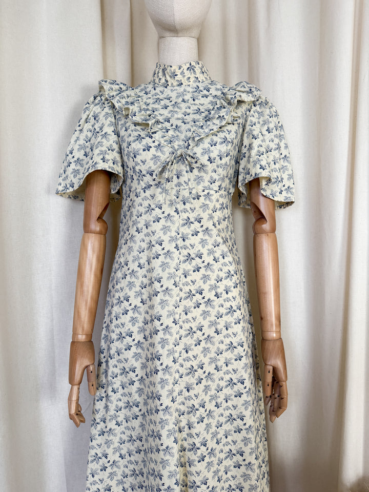 Beautiful 1970s Maple Leaf Cotton Maxi Dress