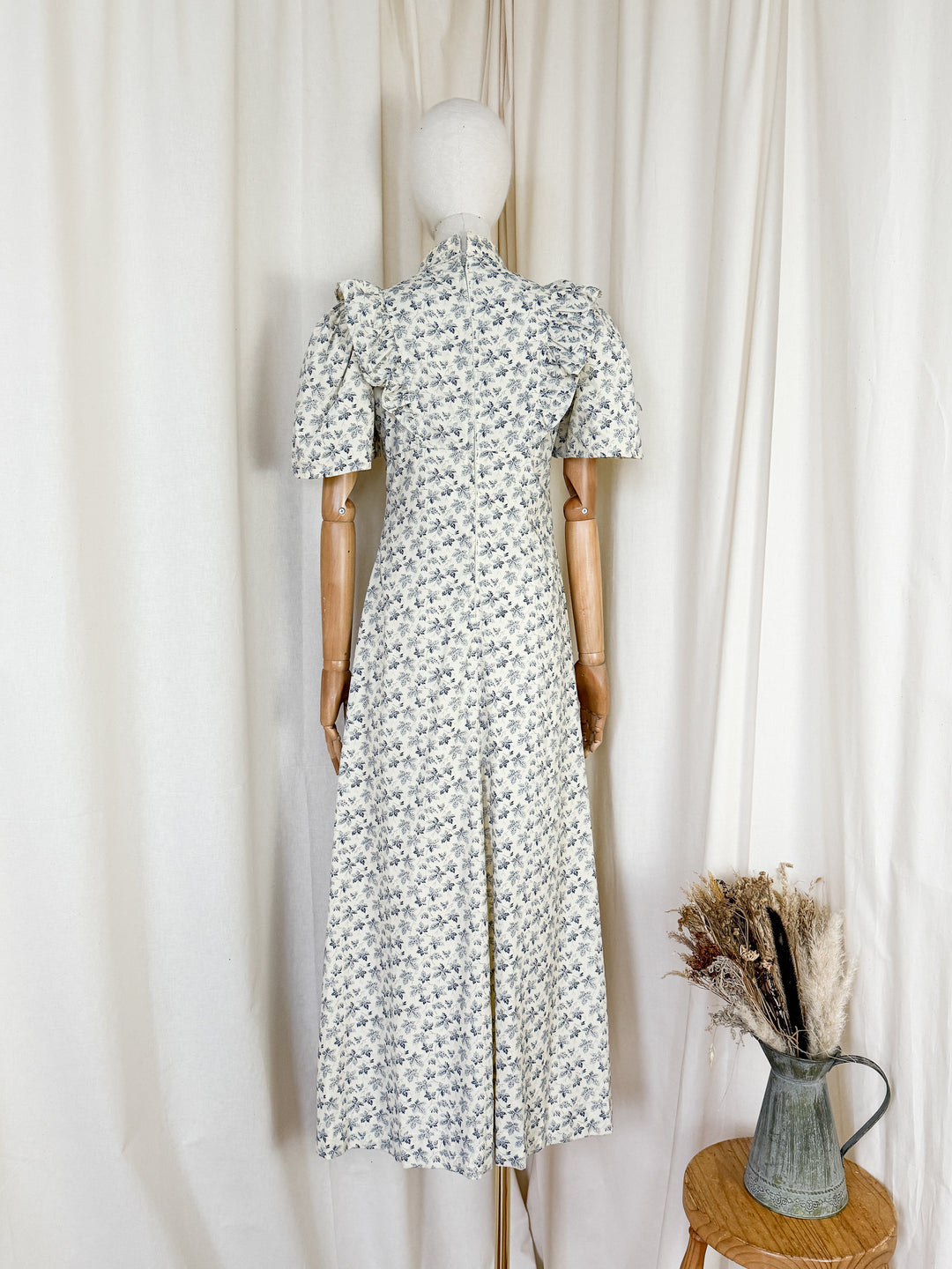 Beautiful 1970s Maple Leaf Cotton Maxi Dress