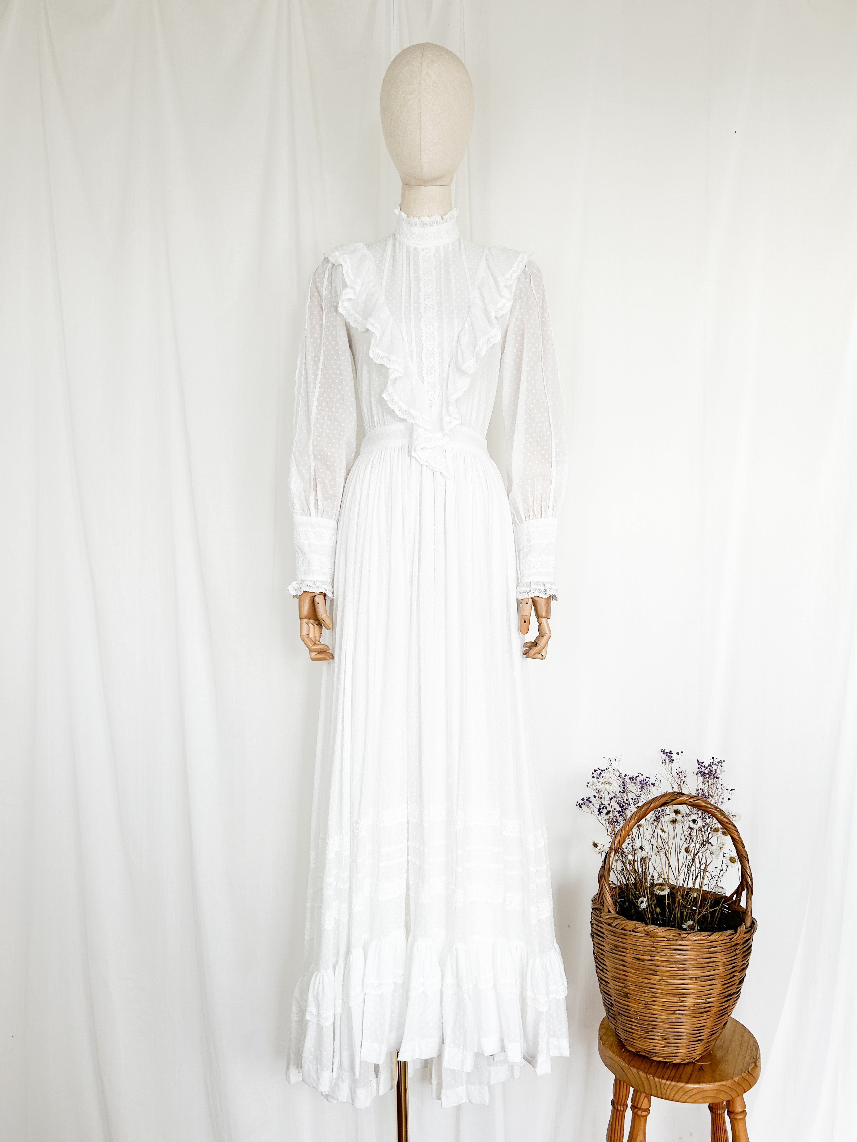 RARE LATE 1970S LAURA ASHLEY COTTON VOILE WEDDING GOWN The Pansy Garden