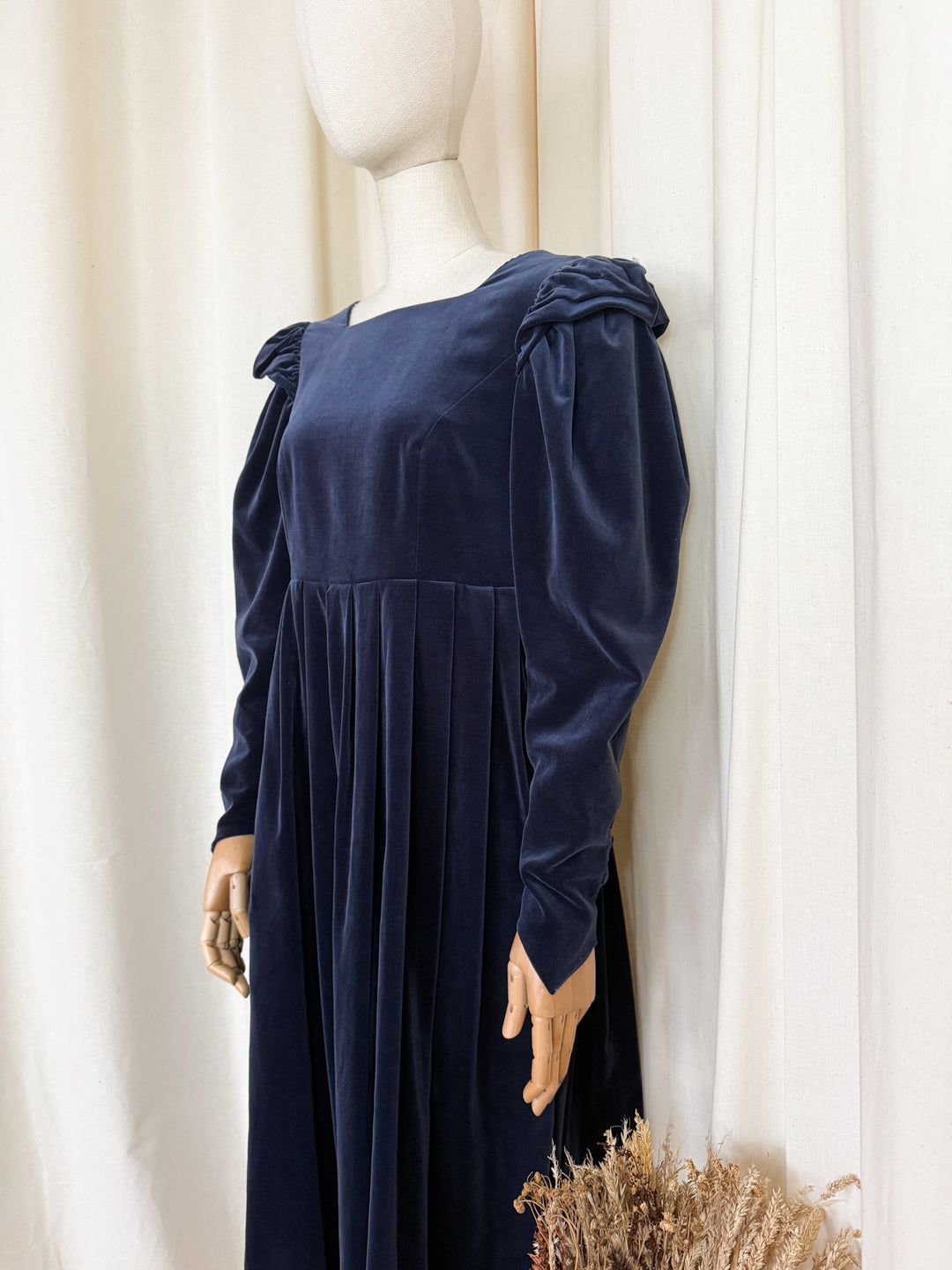 Breathtaking Rare Early 80s Cotton Velvet Laura Ashley Midi Dress