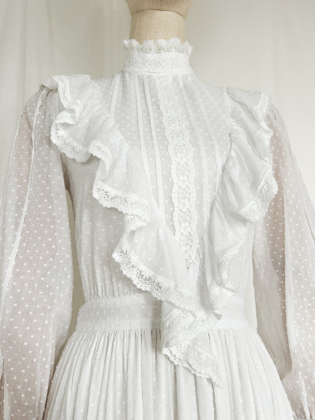 RARE LATE 1970S LAURA ASHLEY COTTON VOILE WEDDING GOWN