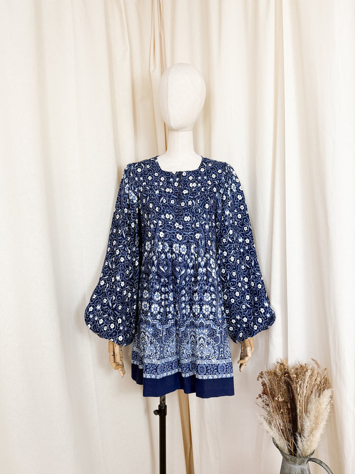 Insane Rare Early 1970s Cotton Smock Mini Dress