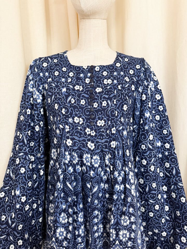 Insane Rare Early 1970s Cotton Smock Mini Dress