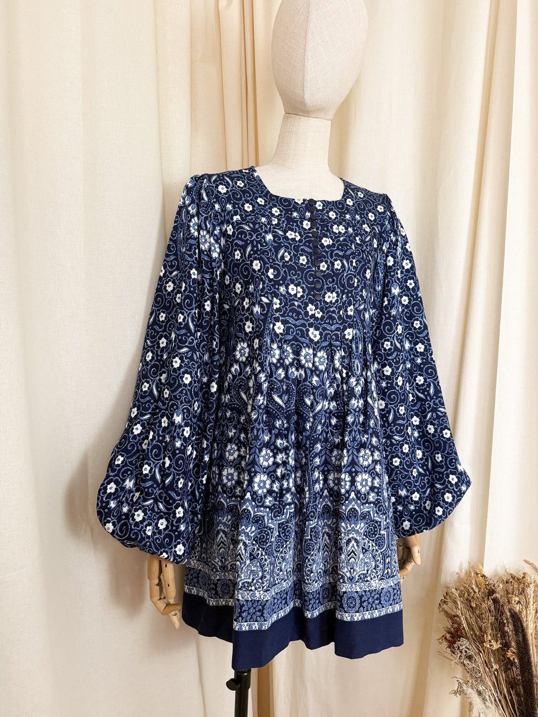 Insane Rare Early 1970s Cotton Smock Mini Dress