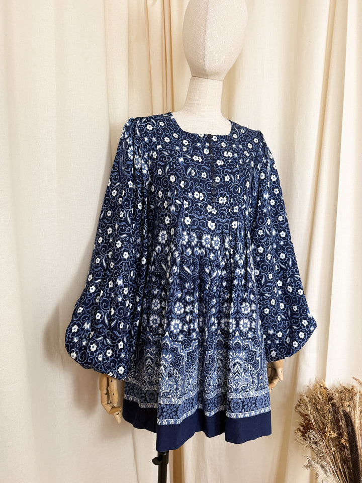 Insane Rare Early 1970s Cotton Smock Mini Dress