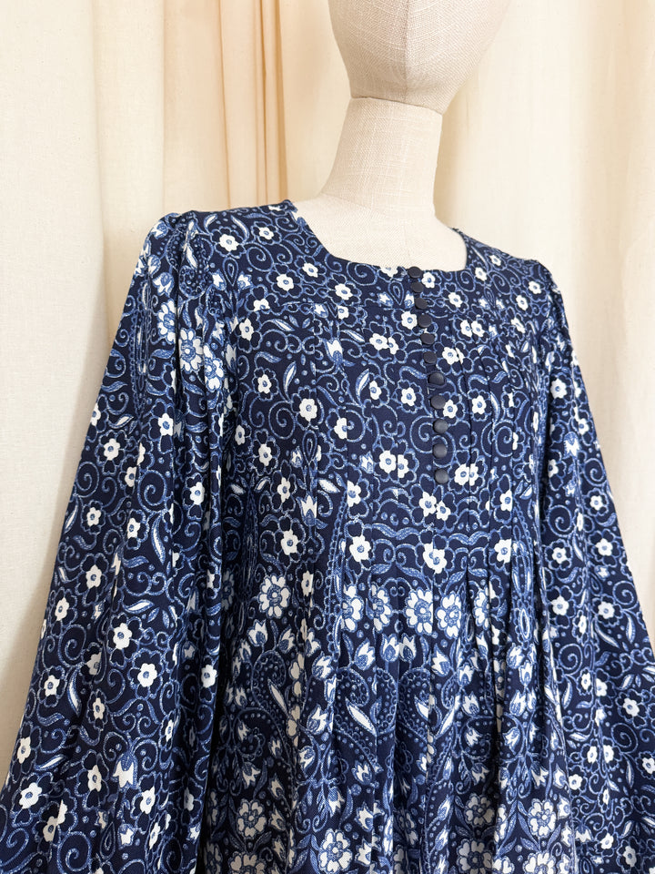 Insane Rare Early 1970s Cotton Smock Mini Dress