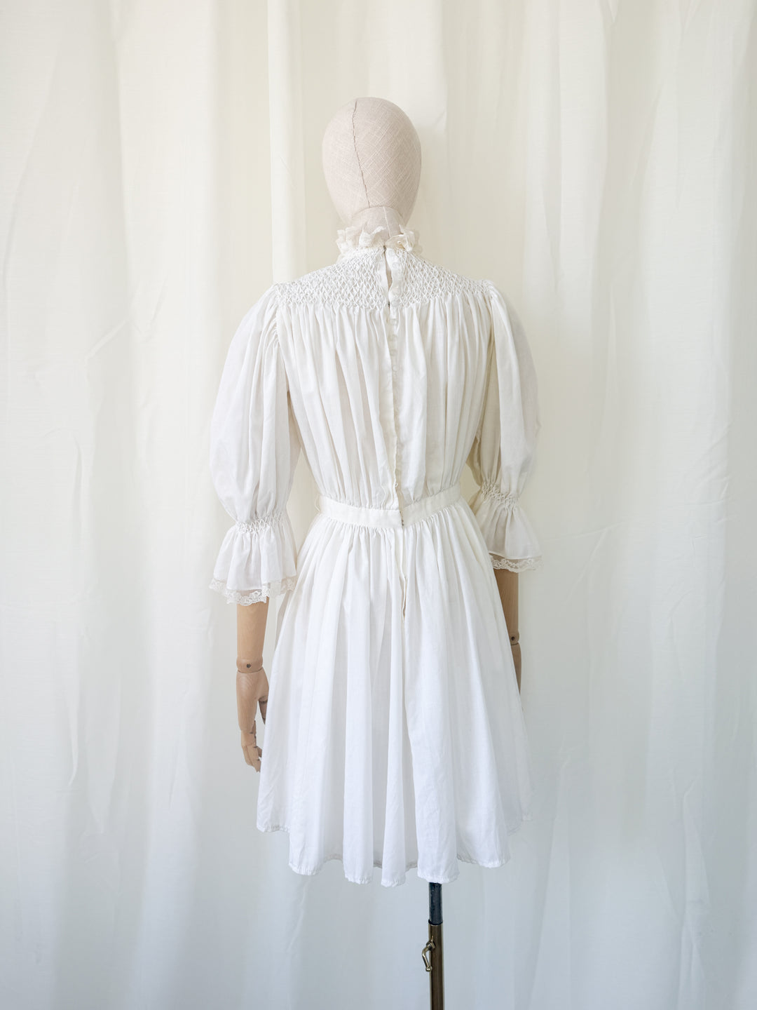 Stunning Precious Antique Cotton Hand Smocked Cotton Mini Dress