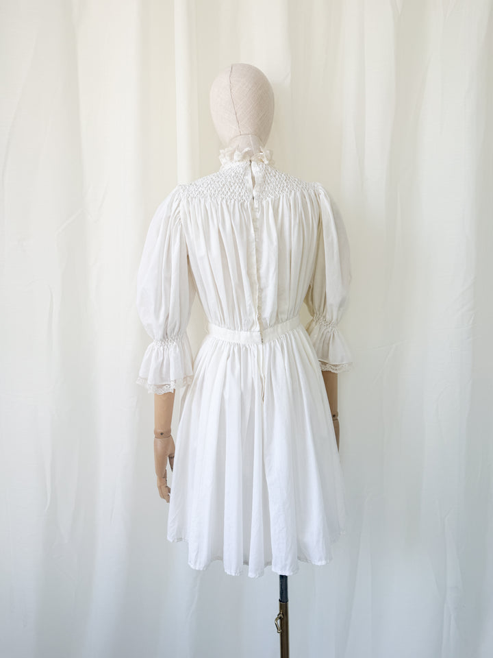Stunning Precious Antique Cotton Hand Smocked Cotton Mini Dress