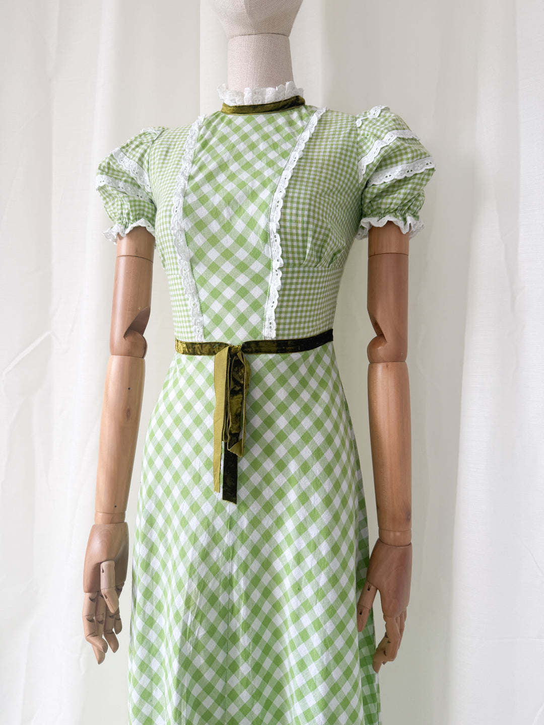 Incredible Stunning Cotton Gingham 70s Maxi Dress
