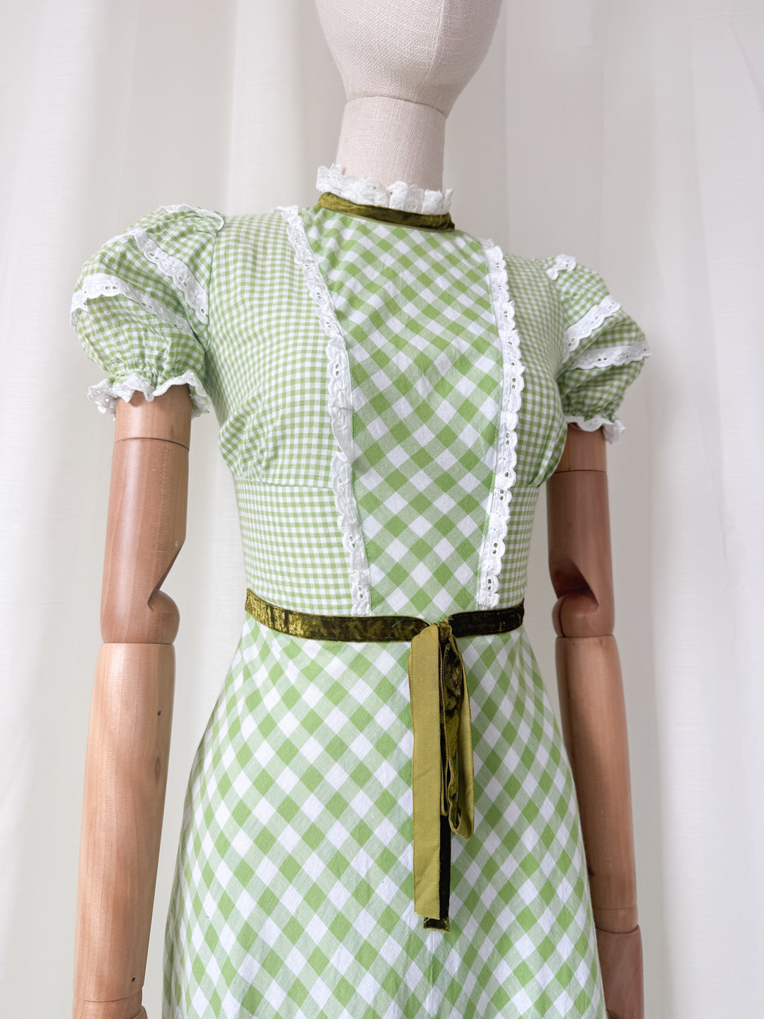 Incredible Stunning Cotton Gingham 70s Maxi Dress