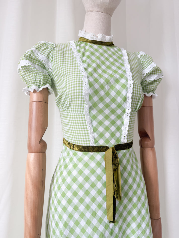 Incredible Stunning Cotton Gingham 70s Maxi Dress
