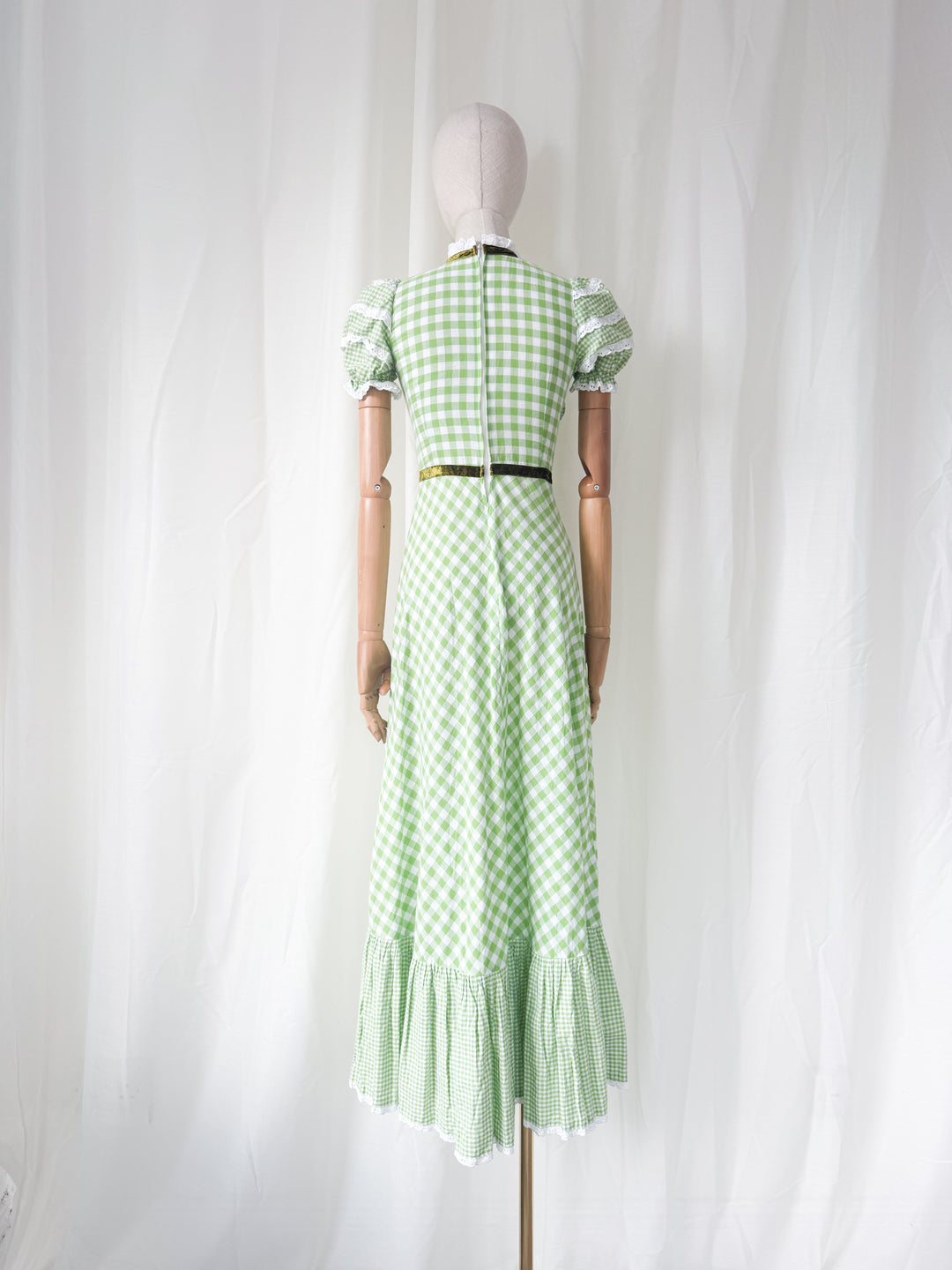 Incredible Stunning Cotton Gingham 70s Maxi Dress