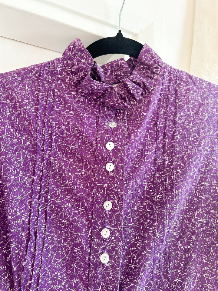 GORGEOUS PURPLE 1970S COTTON PRAIRIE DRESS BY ETAM