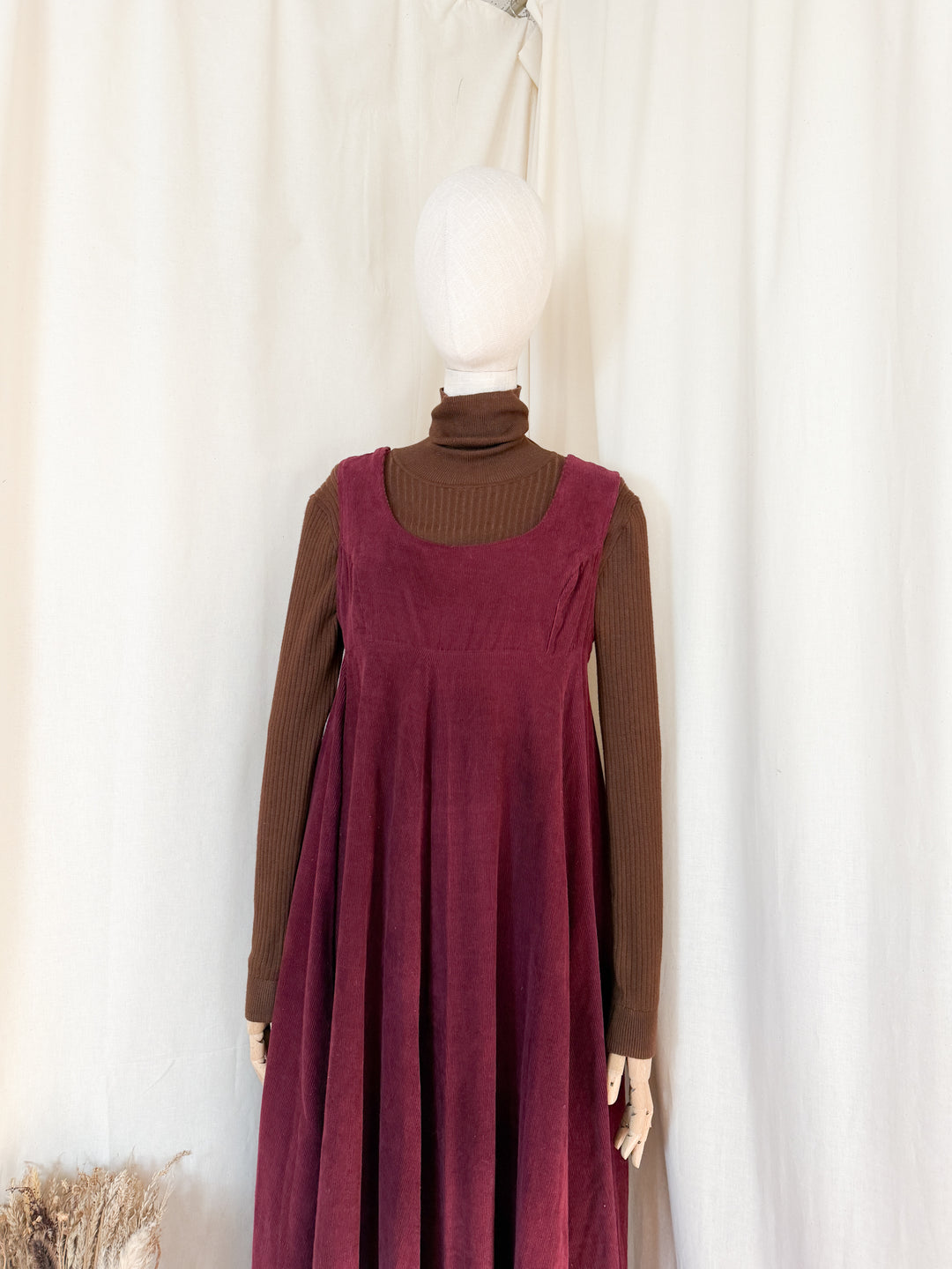 Divine Holy Grail Rare Early 70s Laura Ashley Corduroy Pinafore Maxi Dress