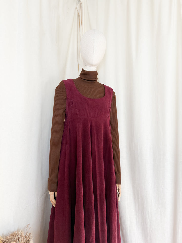 Divine Holy Grail Rare Early 70s Laura Ashley Corduroy Pinafore Maxi Dress