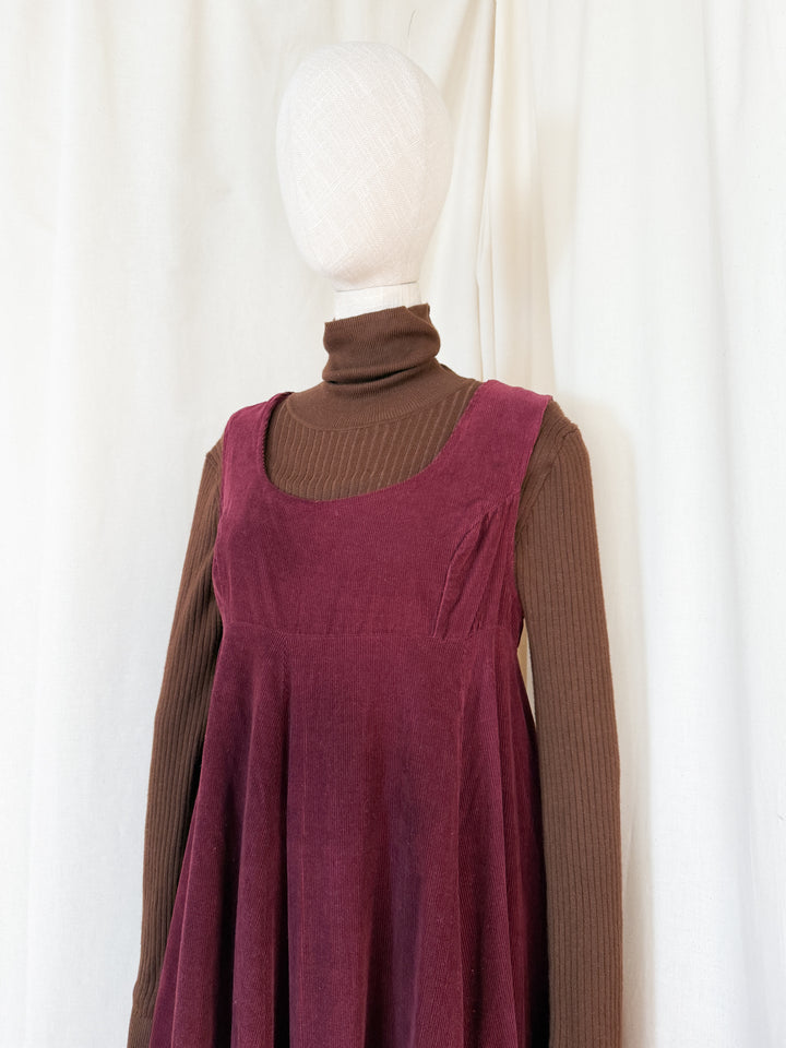 Divine Holy Grail Rare Early 70s Laura Ashley Corduroy Pinafore Maxi Dress