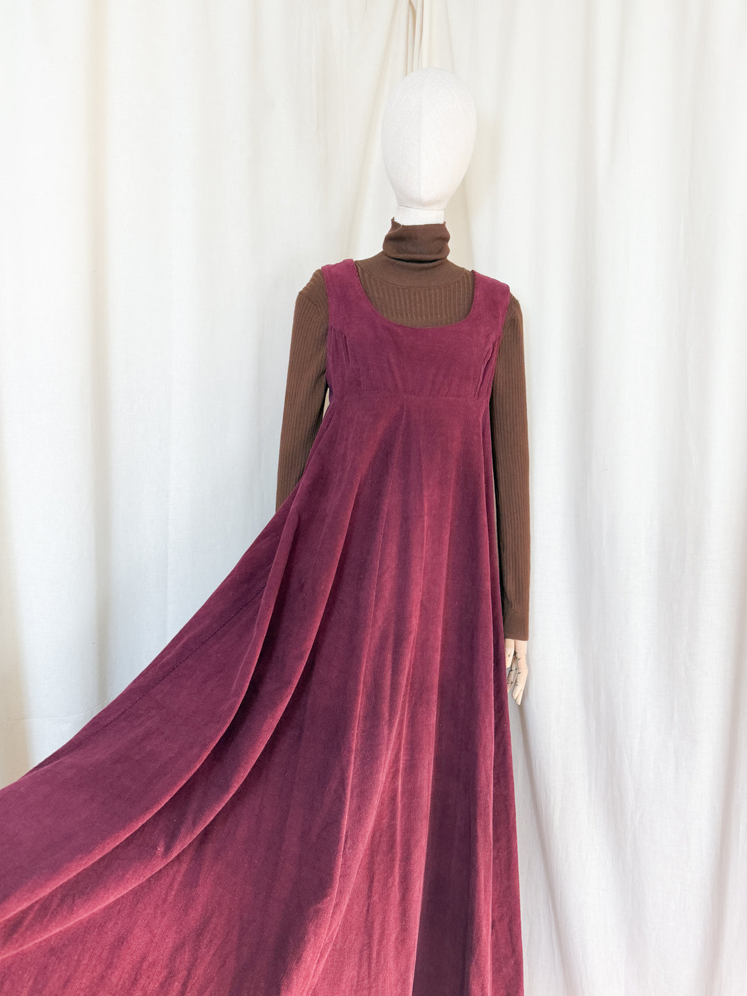 Divine Holy Grail Rare Early 70s Laura Ashley Corduroy Pinafore Maxi Dress