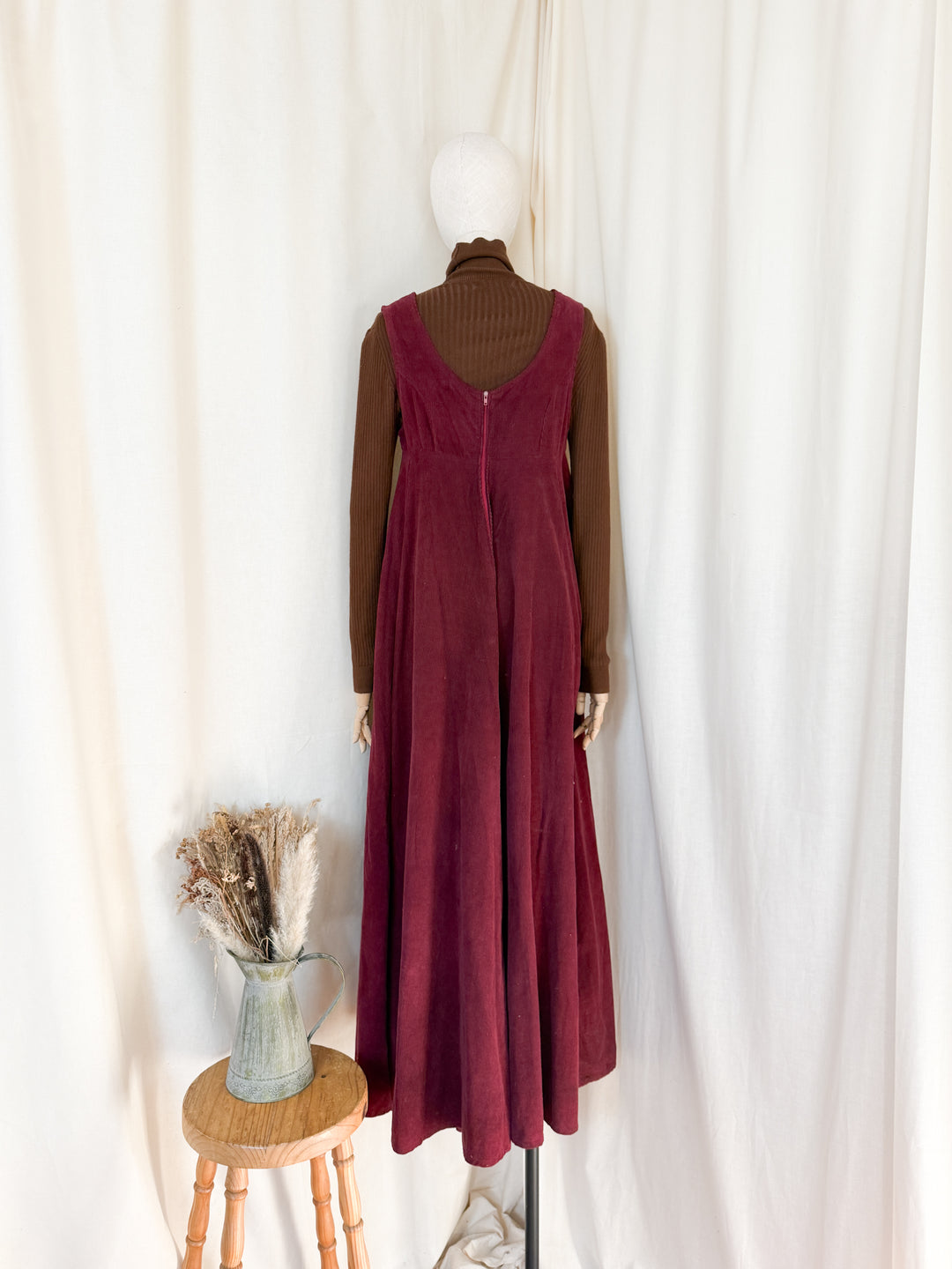 Divine Holy Grail Rare Early 70s Laura Ashley Corduroy Pinafore Maxi Dress