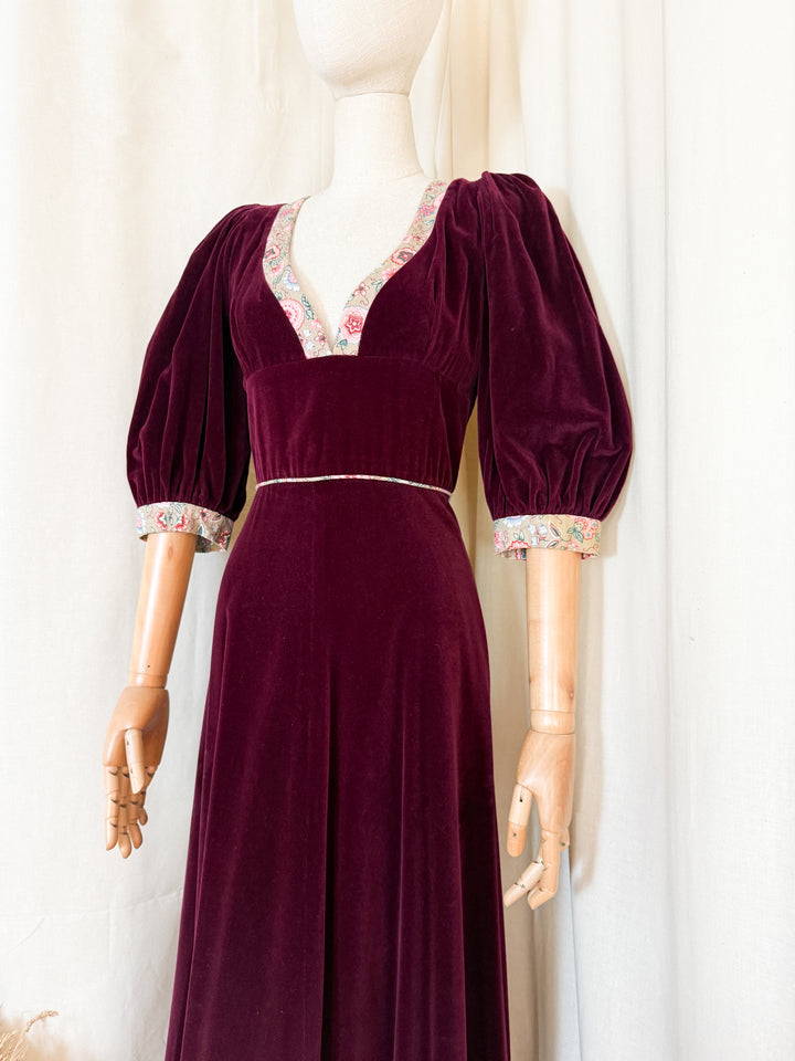 Breathtaking Precious Holy Grail Rare 1970s Valerie Goad Velvet Maxi Dress