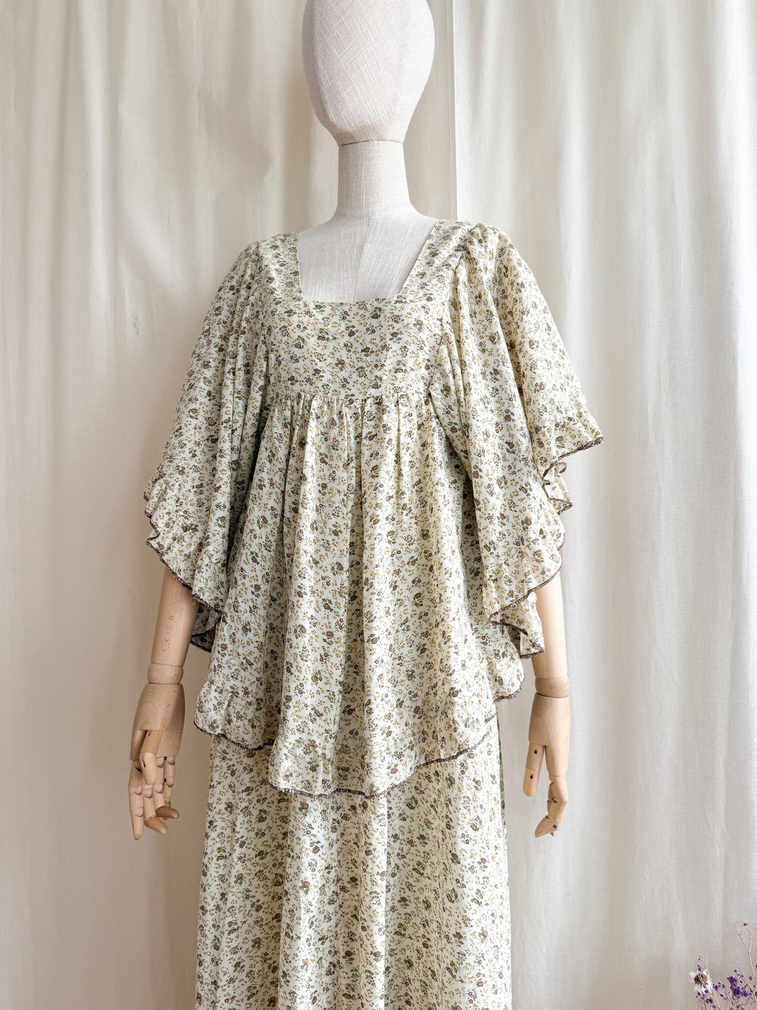 Precious Heavenly Rare 1970s Cotton Maxi Dress by Travers Tempos