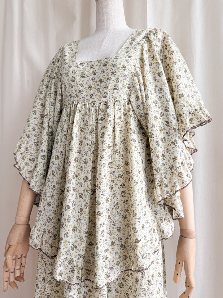 Precious Heavenly Rare 1970s Cotton Maxi Dress by Travers Tempos